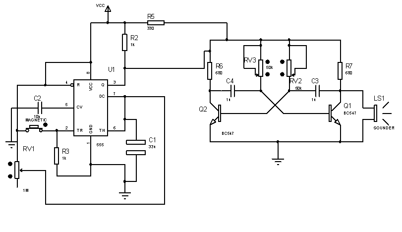 Circuito Electronico de Alarma con contactor Magnetico