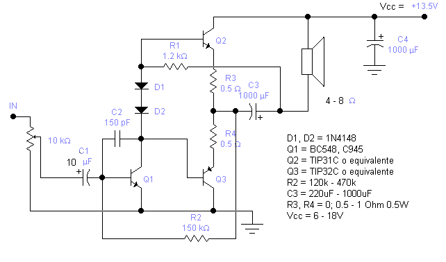 Amplificador con 3 transistores