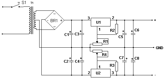 Fuente alimentaci&oacute;n sim&eacute;trica regulable 15v 